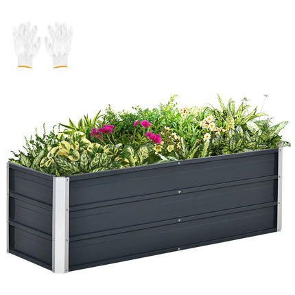 Garden bed pot in steel - Charcoal grey, 125x47x40 cm