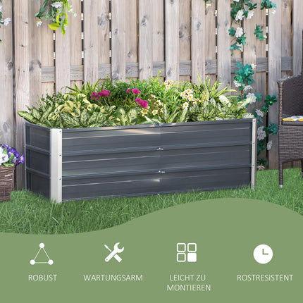 Garden bed pot in steel - Charcoal grey, 125x47x40 cm