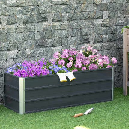 Garden bed pot in steel - Charcoal grey, 125x47x40 cm