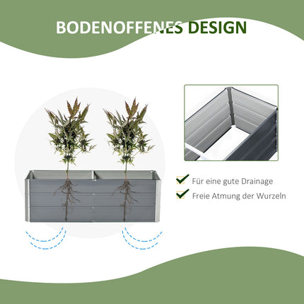 Garden bed pot in steel - Charcoal grey, 125x47x40 cm