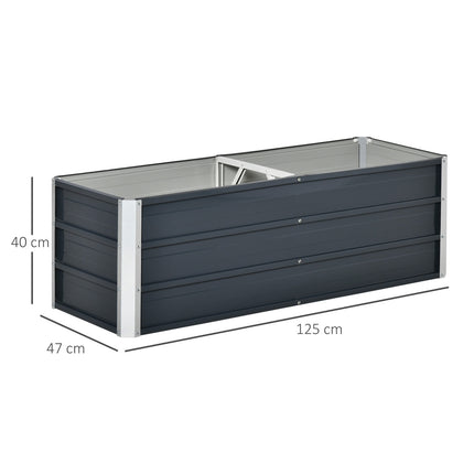Garden bed pot in steel - Charcoal grey, 125x47x40 cm