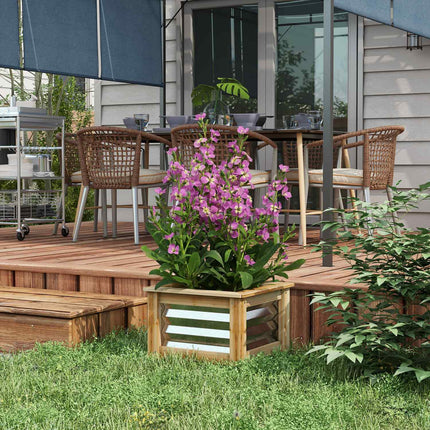 Raised metal flower bed with wooden frame, 45x45x30 cm