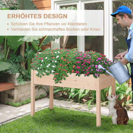 Raised bed pot, Wood & Fabric, 122.5x56.5x76 cm