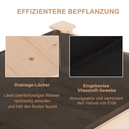 Raised bed pot, Wood & Fabric, 122.5x56.5x76 cm