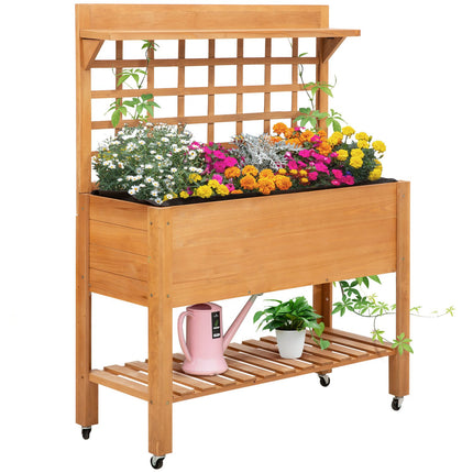 Raised wooden garden table for balcony, 105x40x135 cm Spruce