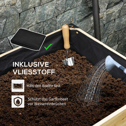 Solid wood Raised bed pot with steel frame, 80x60x74 cm