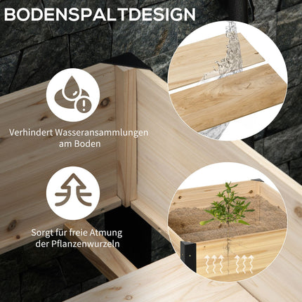 Solid wood Raised bed pot with steel frame, 80x60x74 cm