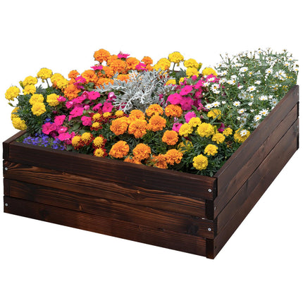 Planter box in solid wood, dark brown, 60x60x23 Cm