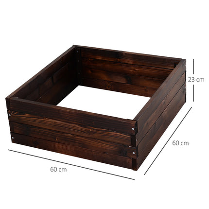 Planter box in solid wood, dark brown, 60x60x23 Cm