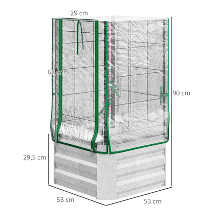 Raised garden bed set with cover & trellis for vines, 53x53x90cm