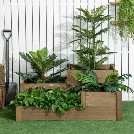 Raised garden bed, spruce, 3-tiered bed for herbs and flowers