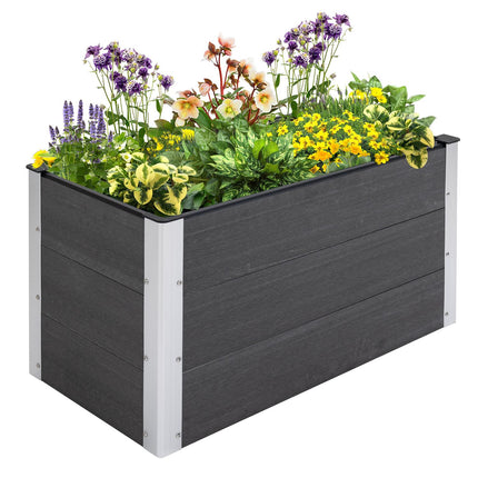 Weatherproof raised bed 100x50x50cm, WPC & Aluminium, Grey