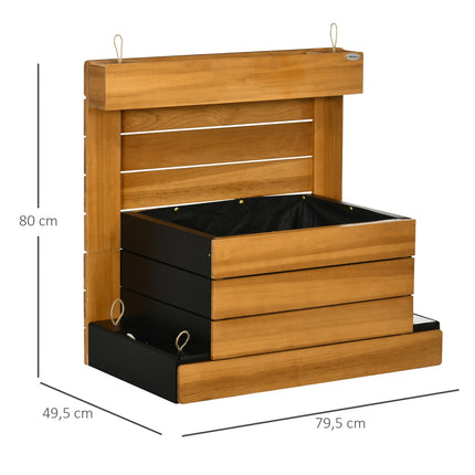 Raised garden bed with self-watering boxes, wood, brown