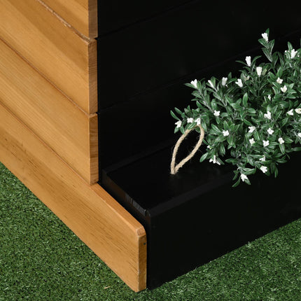 Raised garden bed with self-watering boxes, wood, brown