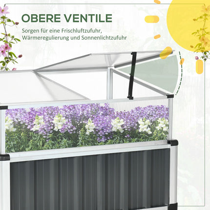 Raised bed Greenhouse, Dark gray Steel, 80x50x74 cm