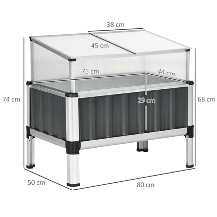 Raised bed Greenhouse, Dark gray Steel, 80x50x74 cm