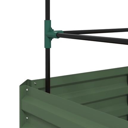Raised bed in galvanized steel with trellis - Green garden pot