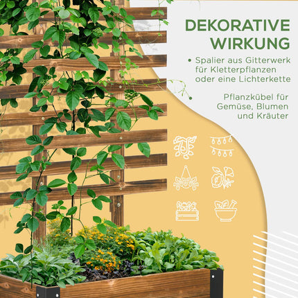 Raised bed pot with wheels & trellis, 65x31x147 cm