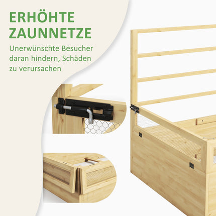 Raised wooden garden bed with trellis, 183 x 98.5 x 95 cm