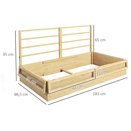 Raised wooden garden bed with trellis, 183 x 98.5 x 95 cm