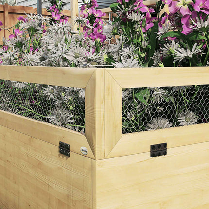 Raised wooden garden bed with trellis, 183 x 98.5 x 95 cm