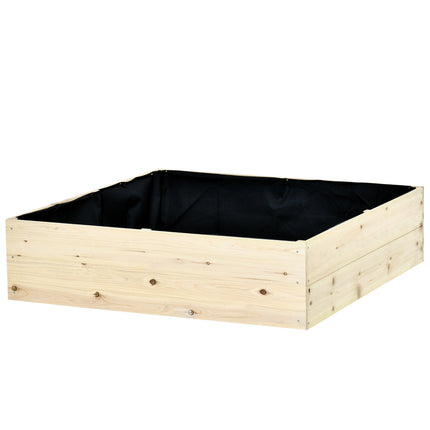 Raised garden bed in wood, 117x117x30cm, with liner