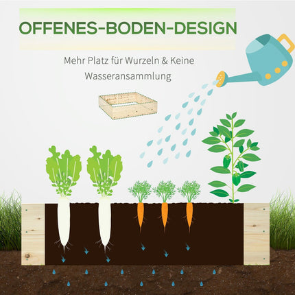 Raised garden bed in wood, 117x117x30cm, with liner