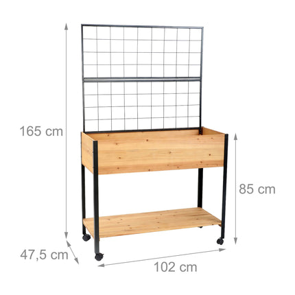 Raised Bed with Trellis and Shelf – Pine and Steel