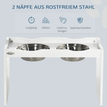 Raised dog bowl for large dogs, 2 x 2L stainless steel