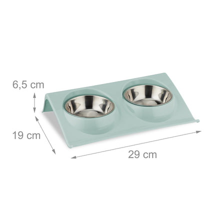 Raised Double Pet Bowl Stand with Food Catcher Rim