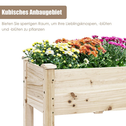 Raised Garden Bed, Cedar Wood, 120x43.5x51 cm, 5 Drainage Holes