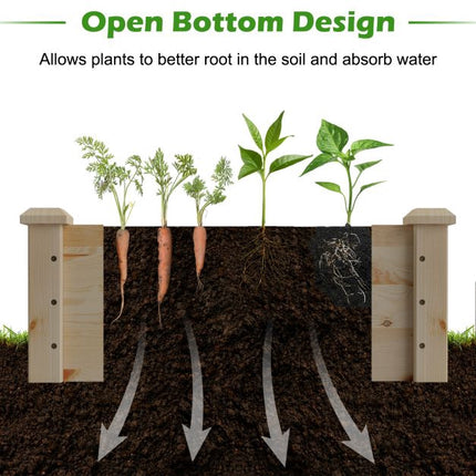 Raised Garden Bed, Fir Wood, 240x60x25 cm, Open Base