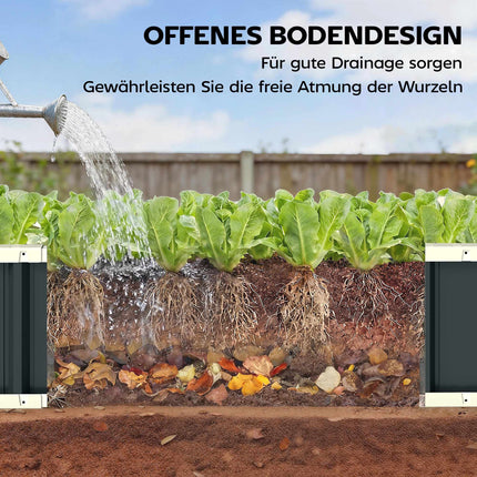 Raised Garden Bed, Galvanized Steel, 136x52x31 cm