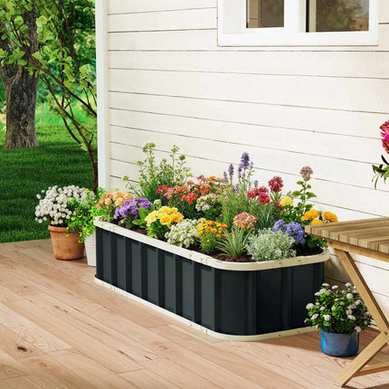Raised Garden Bed, Galvanized Steel, 136x52x31 cm