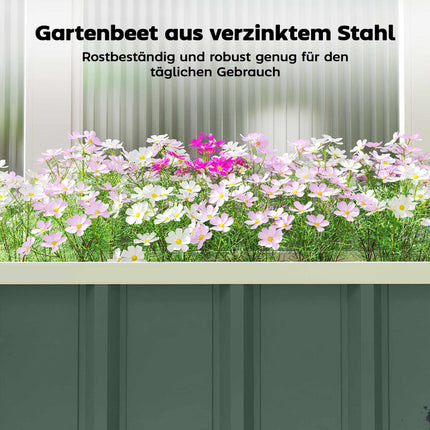 Raised Garden Bed, Galvanized Steel, Light Green, 136x52x31 cm