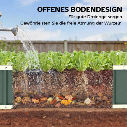 Raised Garden Bed, Galvanized Steel, Light Green, 136x52x31 cm