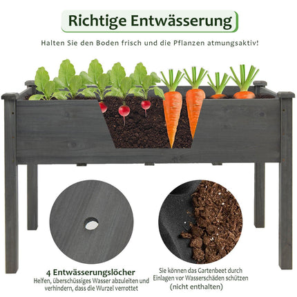 Raised Garden Bed, Large Wooden Planter Box, 125x59x76 cm