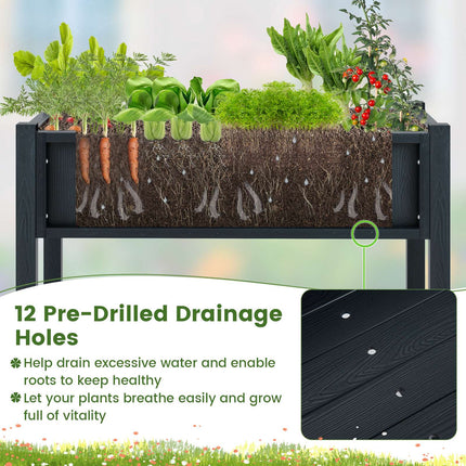 Raised Garden Bed Planter Box, HIPS Polywood, Black