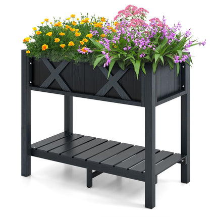 Raised Garden Bed Planter Box, HIPS Polywood, Black