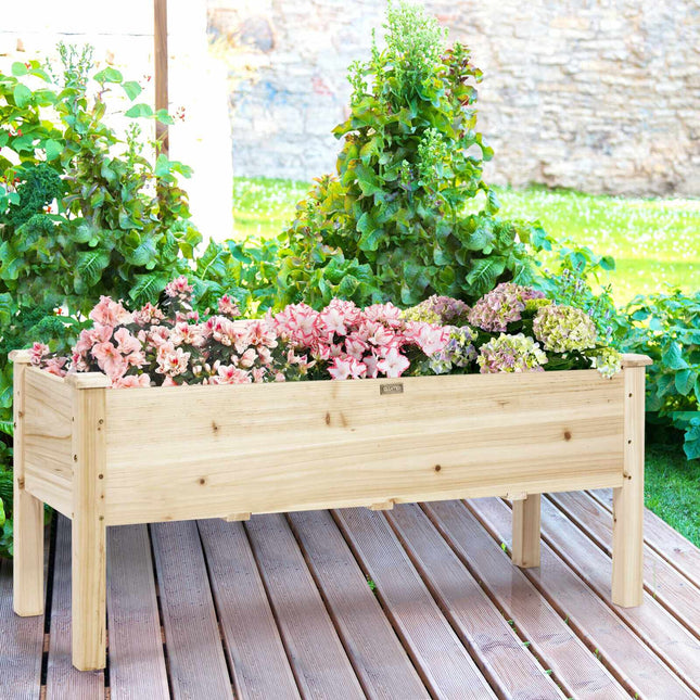 Raised Garden Bed Planter Box Stand, Fir Wood, 120 cm