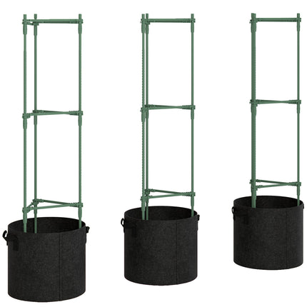 Raised Garden Bed Set with Trellis, 3-Pack, 83.7L, 35x35x120 cm
