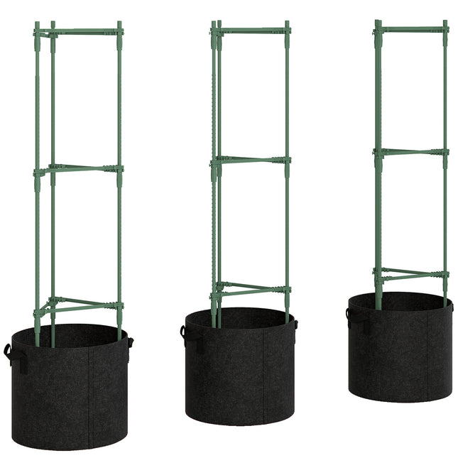 Raised Garden Bed Set with Trellis, 3-Pack, 83.7L, 35x35x120 cm