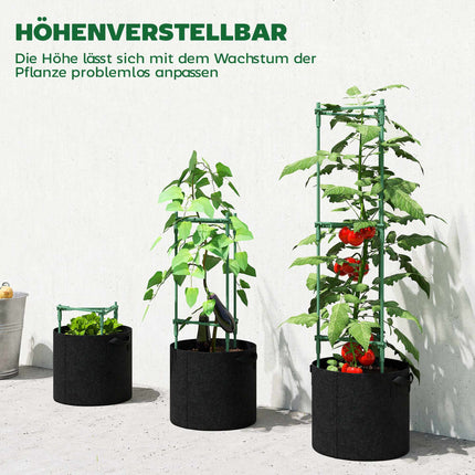 Raised Garden Bed Set with Trellis, 3-Pack, 83.7L, 35x35x120 cm