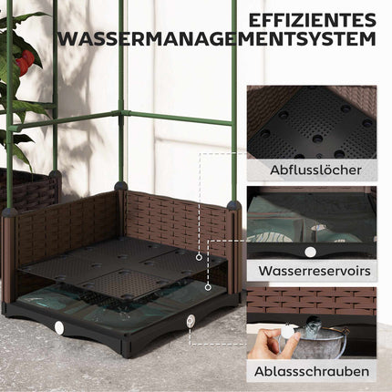 Raised Garden Bed Set with Trellis, 3-Pack, Drainage