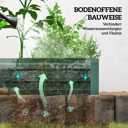 Raised Garden Bed, Steel, Open Bottom, 240x60x30 cm