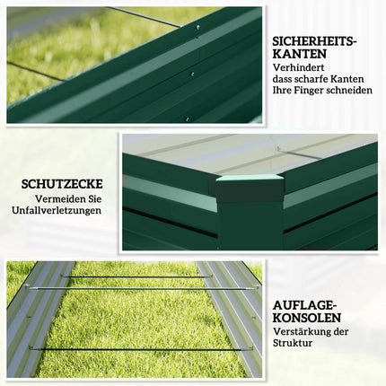 Raised Garden Bed, Steel, Open Bottom, 240x60x30 cm