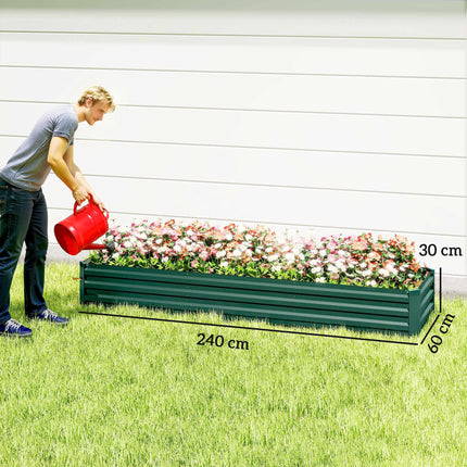 Raised Garden Bed, Steel, Open Bottom, 240x60x30 cm