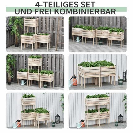 Raised Garden Bed, Weather-Resistant Solid Wood, 50x30x60 cm