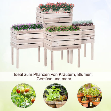 Raised Garden Bed, Weather-Resistant Solid Wood, 50x30x60 cm