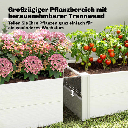 Raised Garden Bed, White Vinyl, 197 x 54 x 33 cm, Easy DIY Assembly